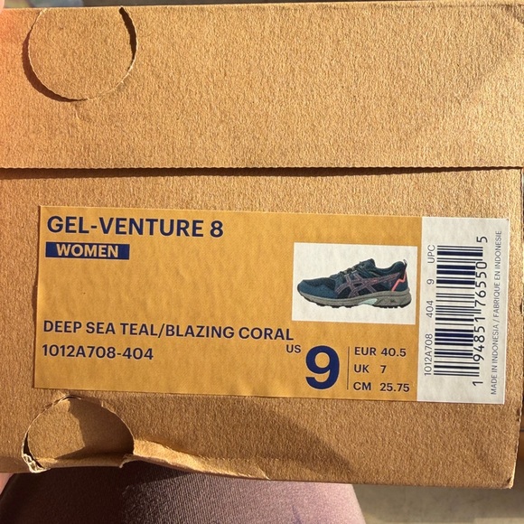 Asics Women’s Gel Venture 8 Deep Sea Teal & Coral Size 9 - Picture 6 of 6